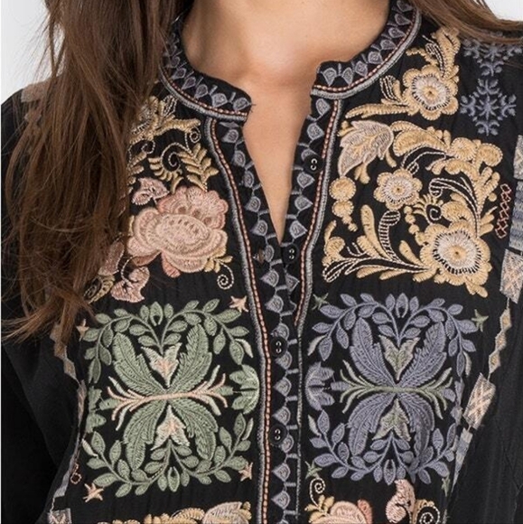 Johnny Was Embroidered Mrunal Long Sleeve Silk Tunic Size XXL - Picture 7 of 15